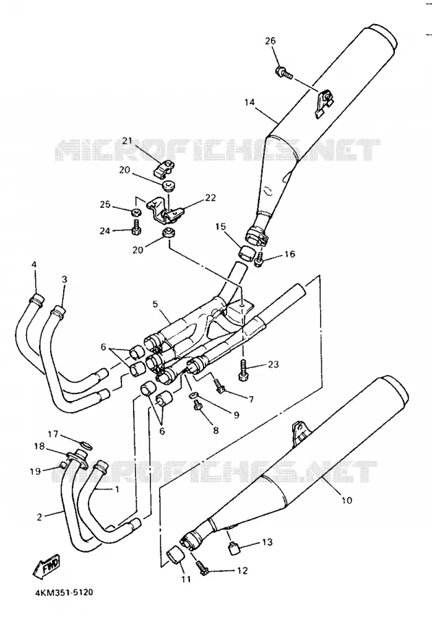 ECHAPPEMENT Yamaha MOTO 900 1996 DIVERSION  XJ900S