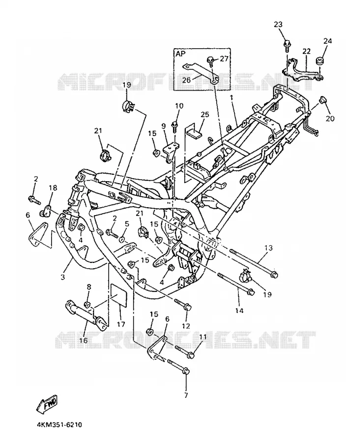 CADRE Yamaha MOTO 900 1996 DIVERSION  XJ900S