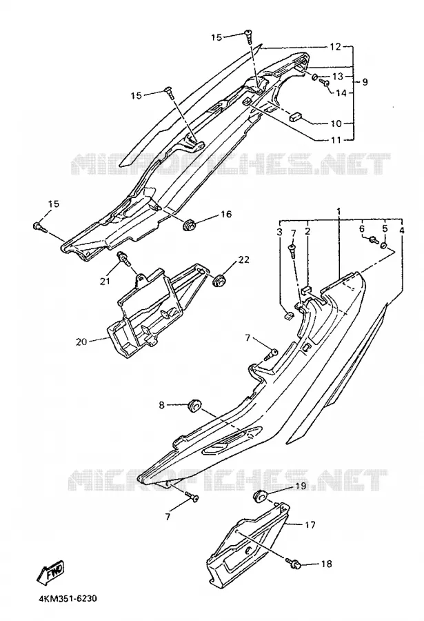 COUVERCLE LATERAL Yamaha MOTO 900 1996 DIVERSION  XJ900S