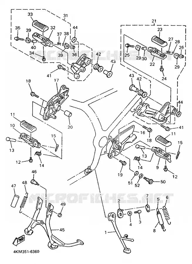 SUPPORT / REPOSE PIEDS Yamaha MOTO 900 1997 DIVERSION  XJ900S
