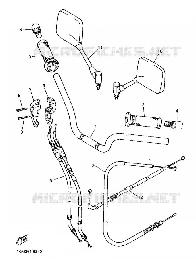 GUIDON ET CABLES Yamaha MOTO 900 1997 DIVERSION  XJ900S