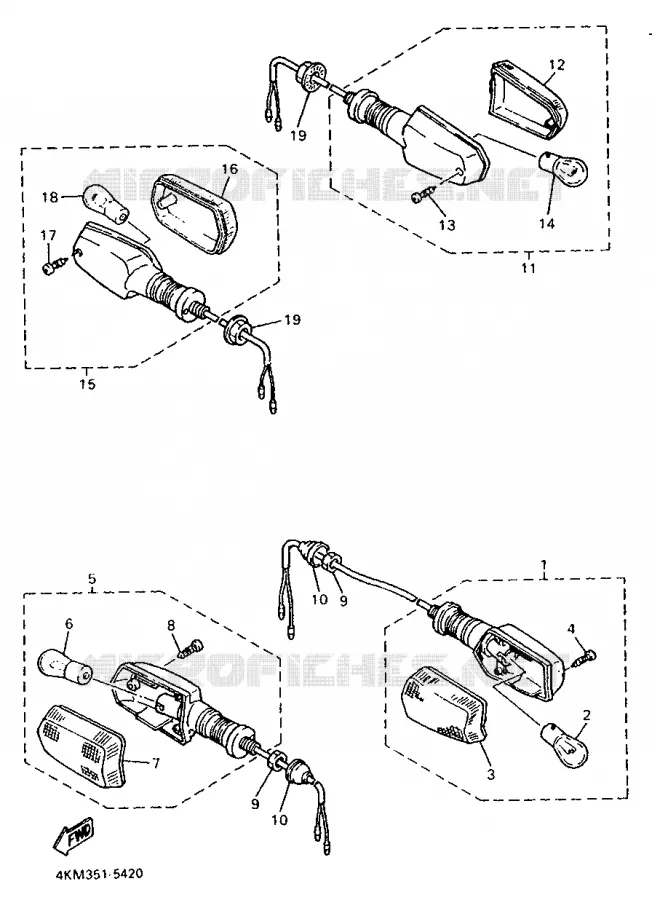 CLIGNOTANT Yamaha MOTO 900 1997 DIVERSION  XJ900S