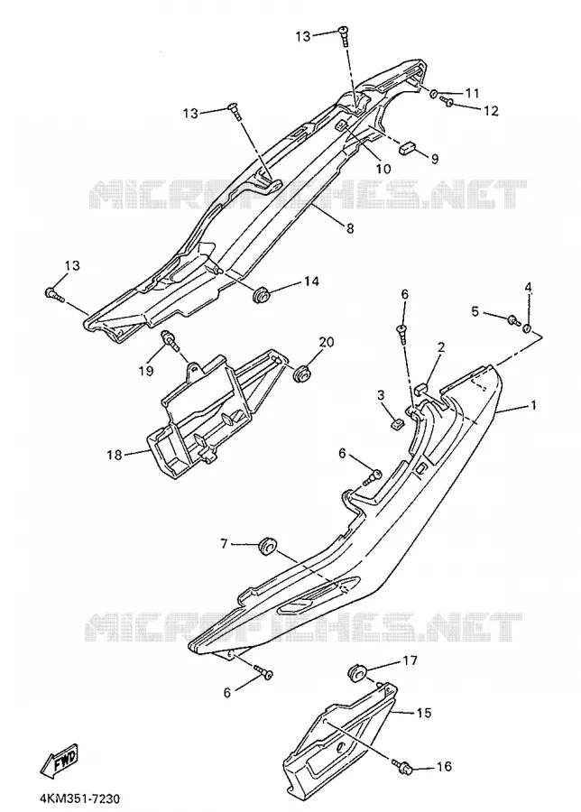 COUVERCLE LATERAL Yamaha MOTO 900 1998 DIVERSION  XJ900S
