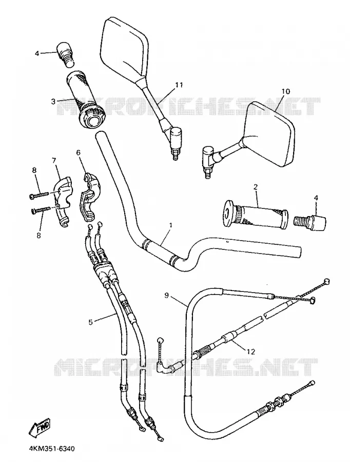 GUIDON ET CABLES Yamaha MOTO 900 1998 DIVERSION  XJ900S