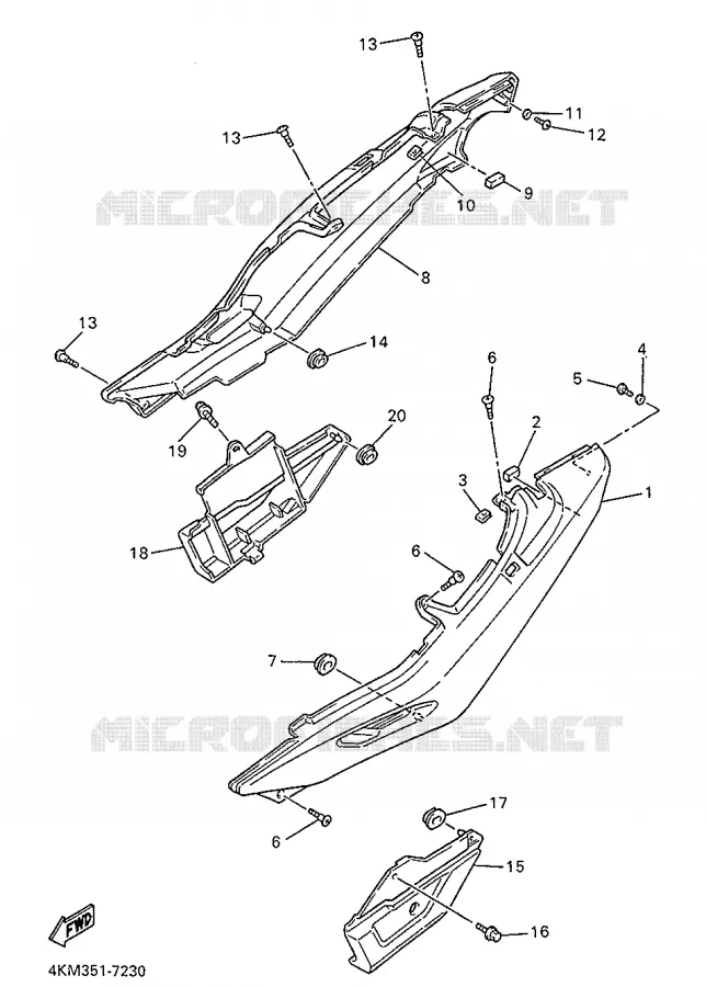 COUVERCLE LATERAL Yamaha MOTO 900 1998 DIVERSION  XJ900S