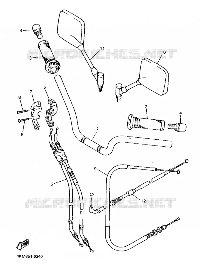 GUIDON ET CABLES Yamaha MOTO 900 1998 DIVERSION  XJ900S