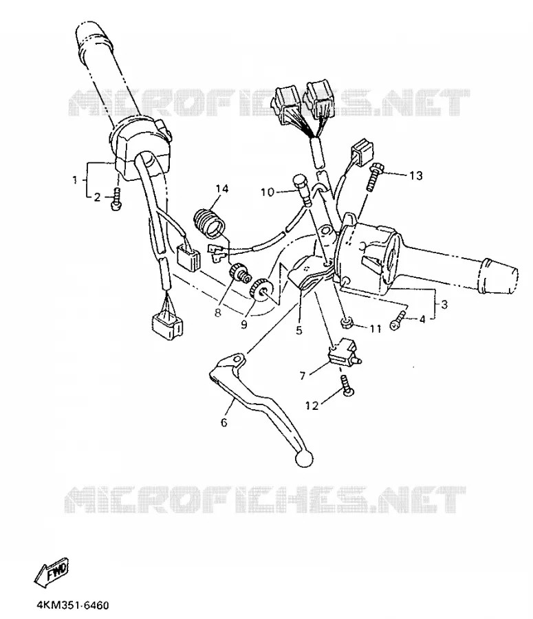 COMMODO / LEVIER Yamaha MOTO 900 1998 DIVERSION  XJ900S
