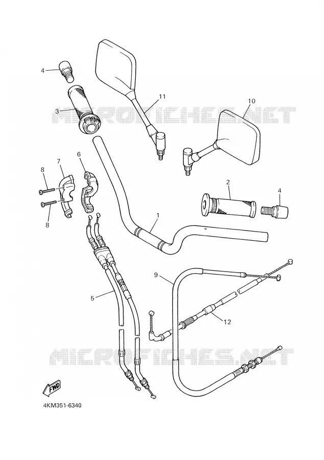 GUIDON ET CABLES Yamaha MOTO 900 2000 DIVERSION  XJ900S