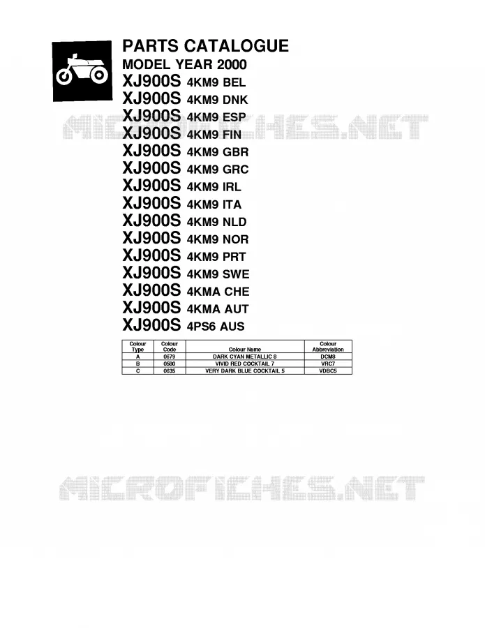 * CATALOG PREFACE * Yamaha MOTO 900 2000 DIVERSION  XJ900S
