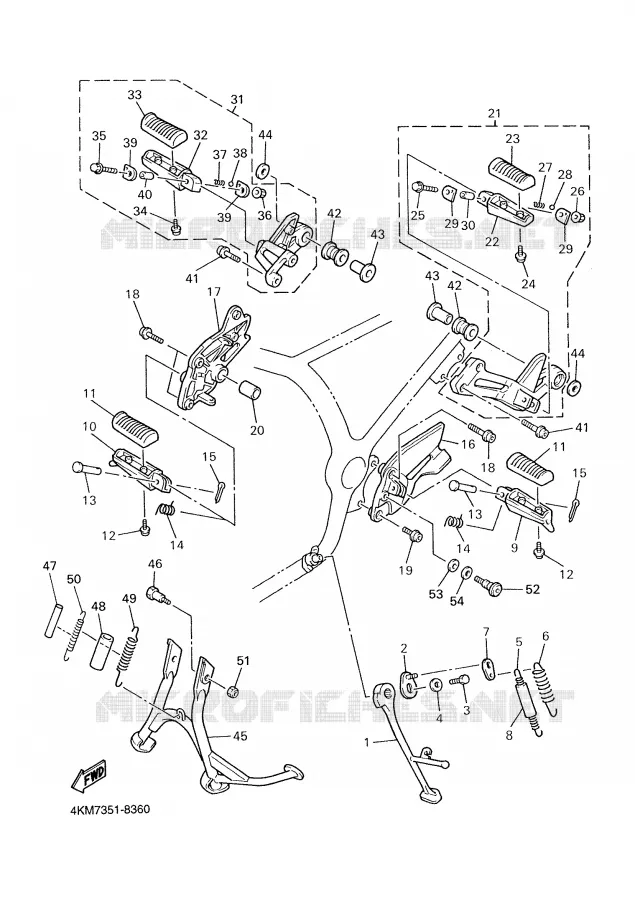 SUPPORT / REPOSE PIEDS Yamaha MOTO 900 2000 DIVERSION  XJ900S