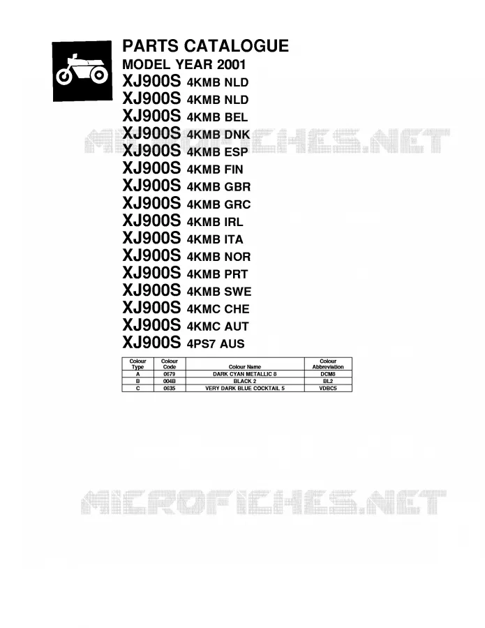 * CATALOG PREFACE * Yamaha MOTO 900 2001 DIVERSION  XJ900S