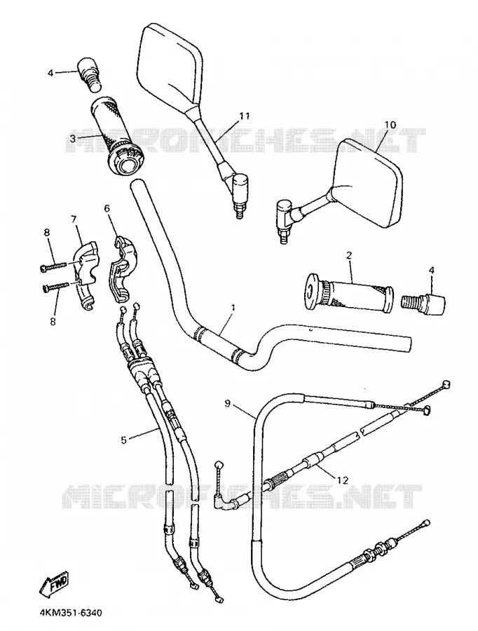 GUIDON ET CABLES Yamaha MOTO 900 1998 DIVERSION  XJ900SK
