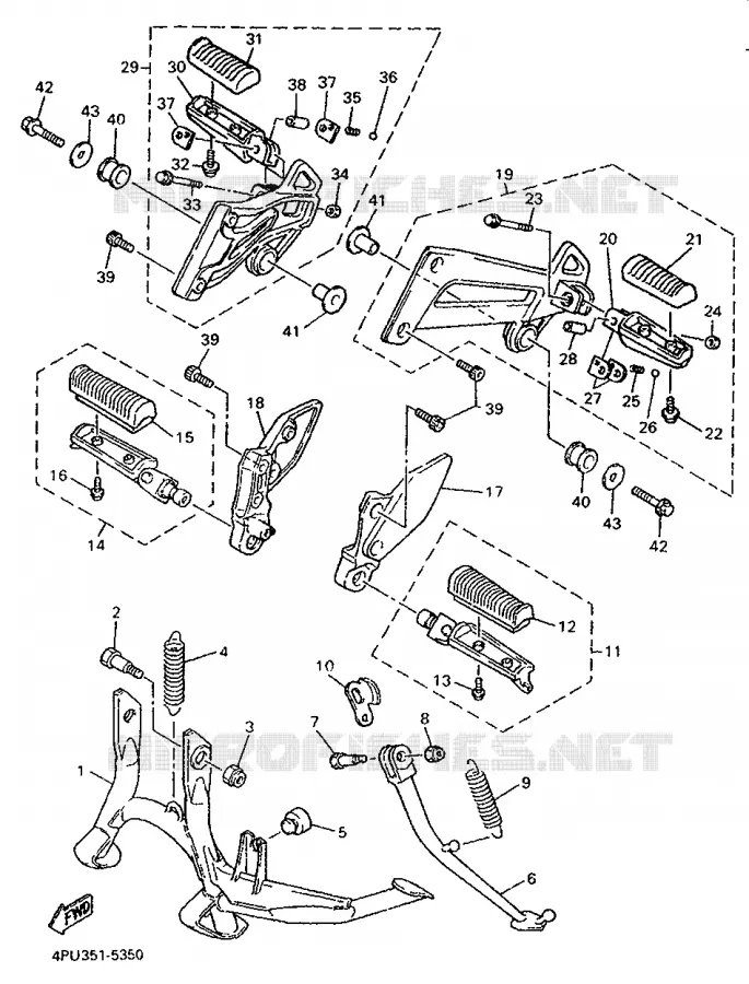 SUPPORT / REPOSE PIEDS Yamaha MOTO 1200 1995 XJR  XJR1200