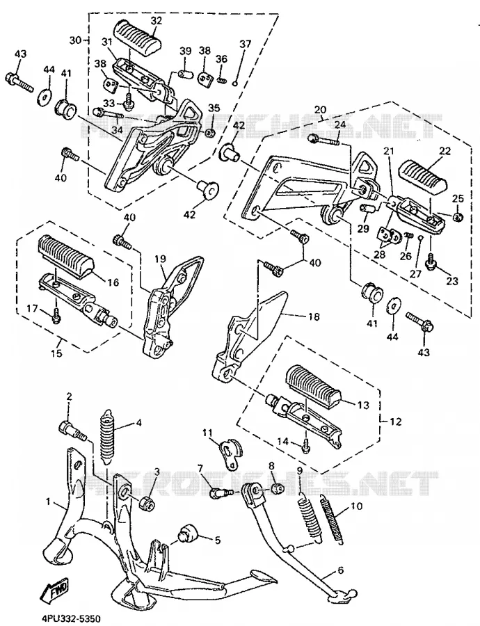 SUPPORT / REPOSE PIEDS Yamaha MOTO 1200 1995 XJR  XJR1200
