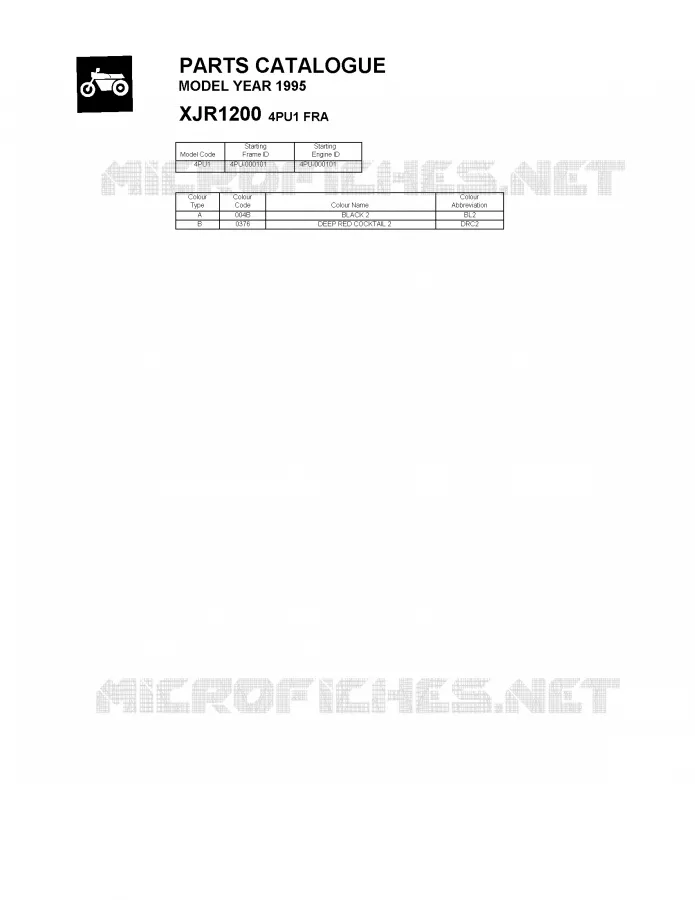 * CATALOG PREFACE * Yamaha MOTO 1200 1995 XJR  XJR1200