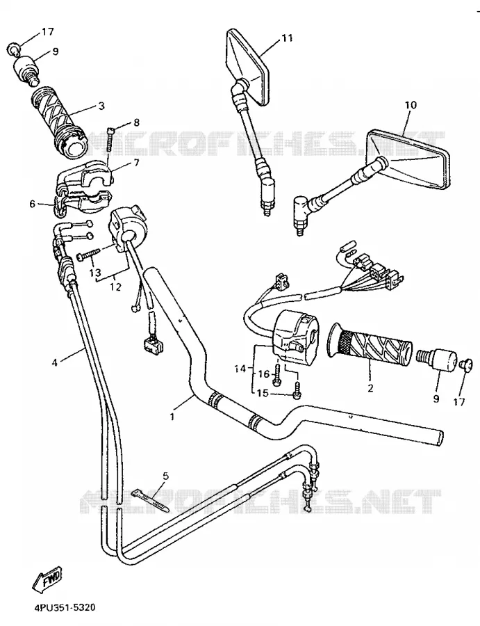 GUIDON ET CABLES Yamaha MOTO 1200 1995 XJR  XJR1200