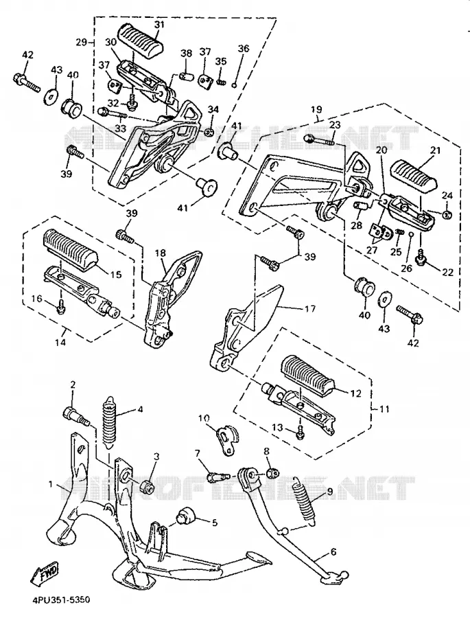 SUPPORT / REPOSE PIEDS Yamaha MOTO 1200 1995 XJR  XJR1200
