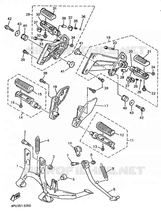 SUPPORT / REPOSE PIEDS Yamaha MOTO 1200 1995 XJR  XJR1200