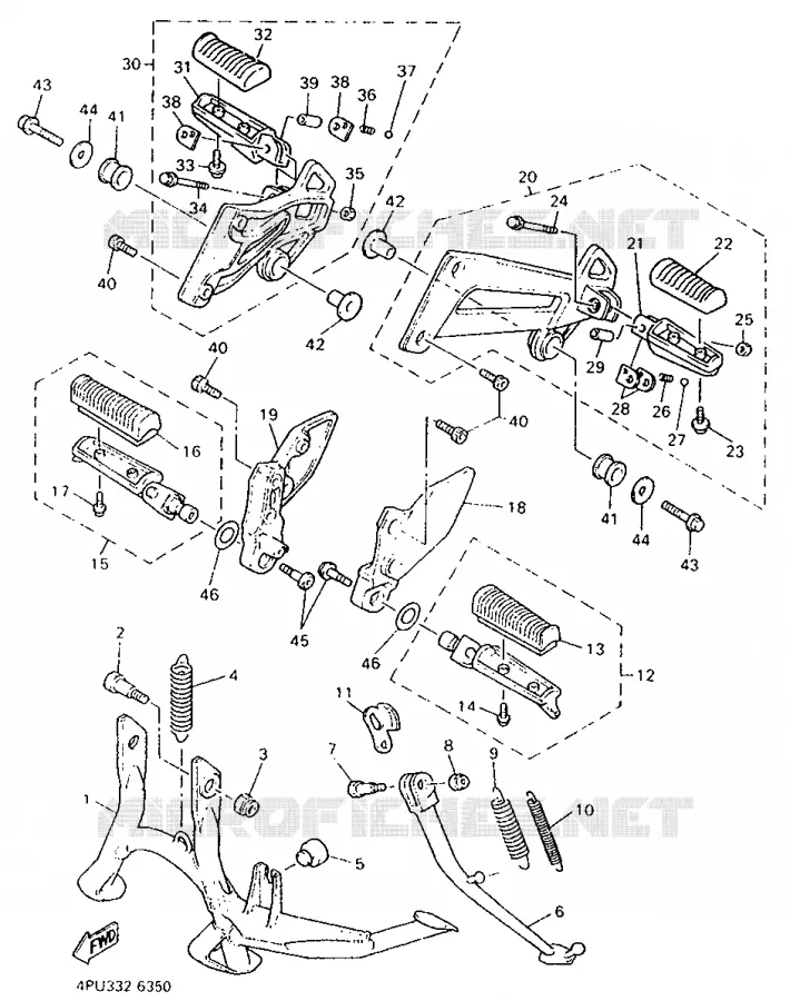 SUPPORT / REPOSE PIEDS Yamaha MOTO 1200 1996 XJR  XJR1200