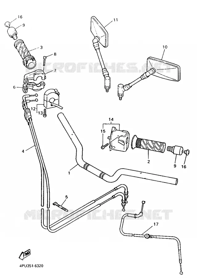 GUIDON ET CABLES Yamaha MOTO 1200 1996 XJR  XJR1200