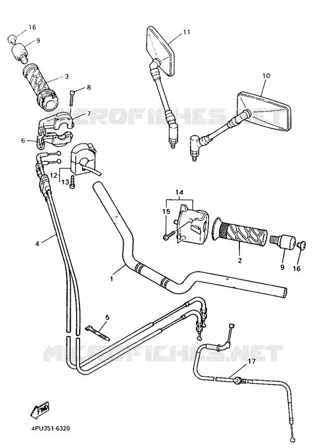 GUIDON ET CABLES Yamaha MOTO 1200 1996 XJR  XJR1200