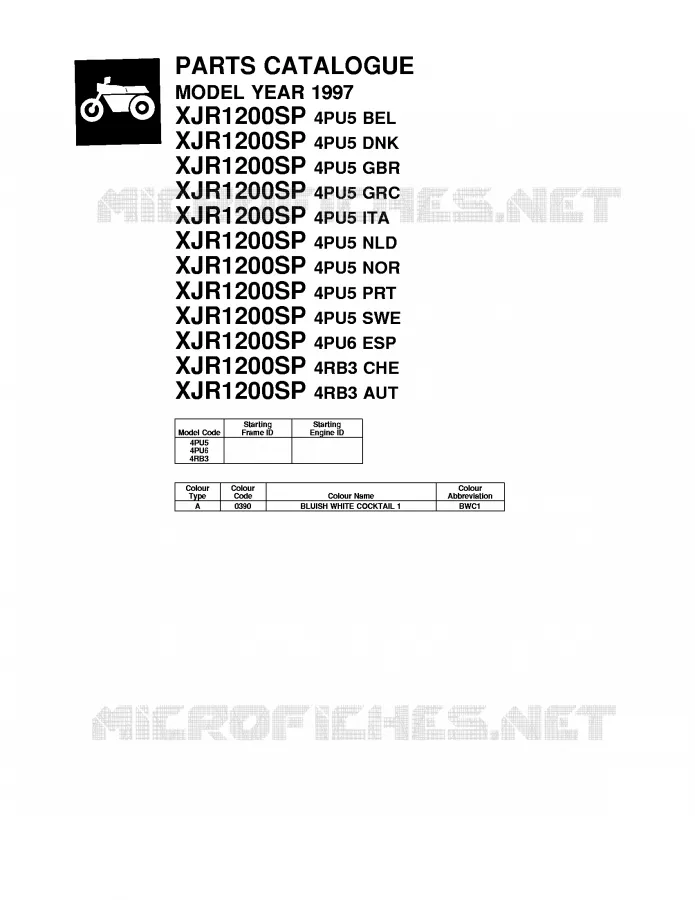 * CATALOG PREFACE * Yamaha MOTO 1200 1997 XJR  XJR1200SP