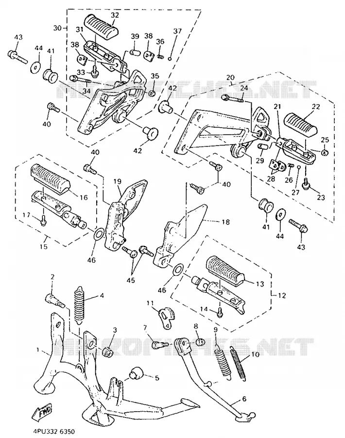 SUPPORT / REPOSE PIEDS Yamaha MOTO 1200 1998 XJR  XJR1200SP