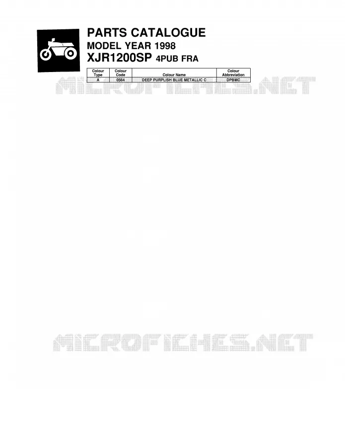 * CATALOG PREFACE * Yamaha MOTO 1200 1998 XJR  XJR1200SP