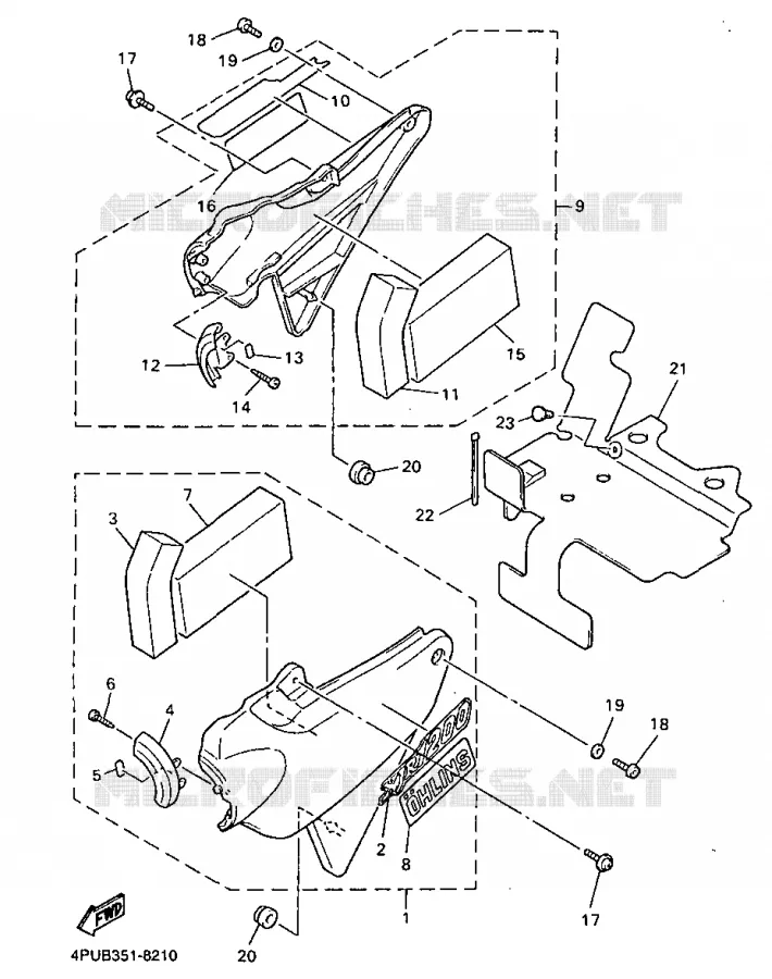 COUVERCLE LATERAL Yamaha MOTO 1200 1998 XJR  XJR1200SP