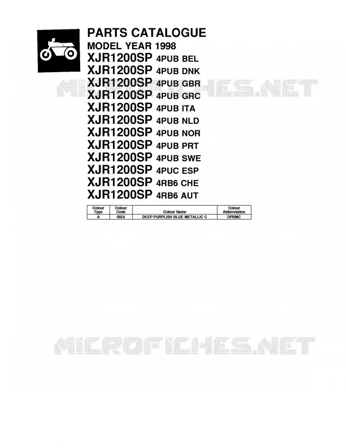 * CATALOG PREFACE * Yamaha MOTO 1200 1998 XJR  XJR1200SP