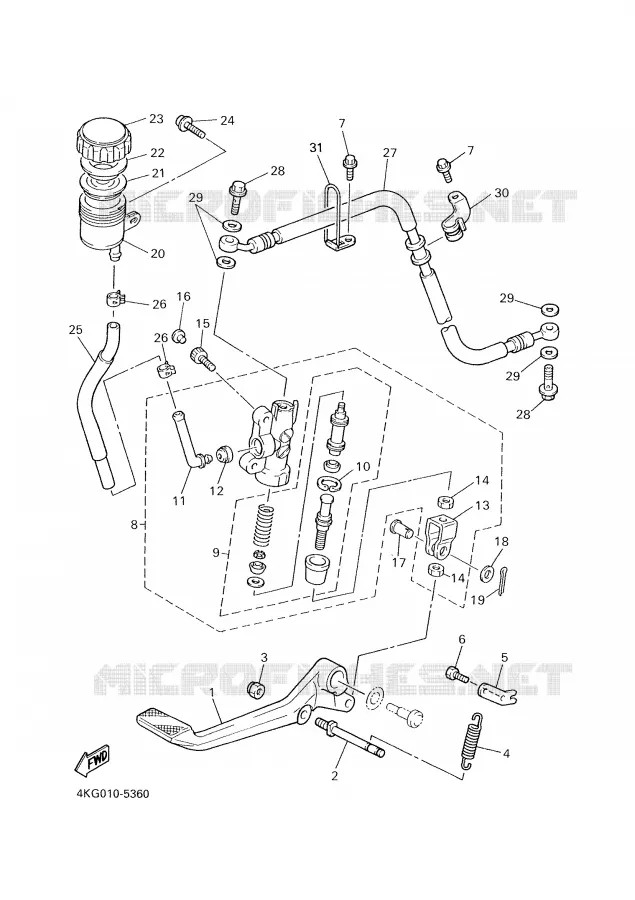 MAITRE CYLINDRE DE FREIN ARRIERE Yamaha MOTO 1300 2000 XJR  XJR1300