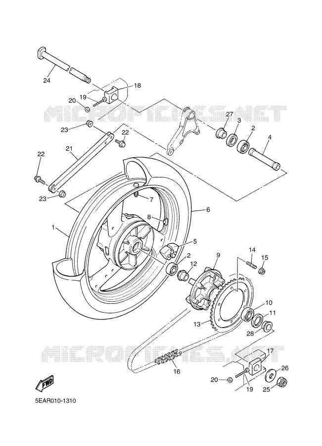 ROUE ARRIERE Yamaha MOTO 1300 2002 XJR  XJR1300