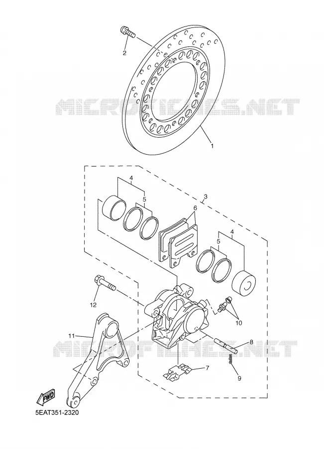 ETRIER / DISQUE DE FREIN ARRIERE Yamaha MOTO 1300 2004 XJR  XJR1300