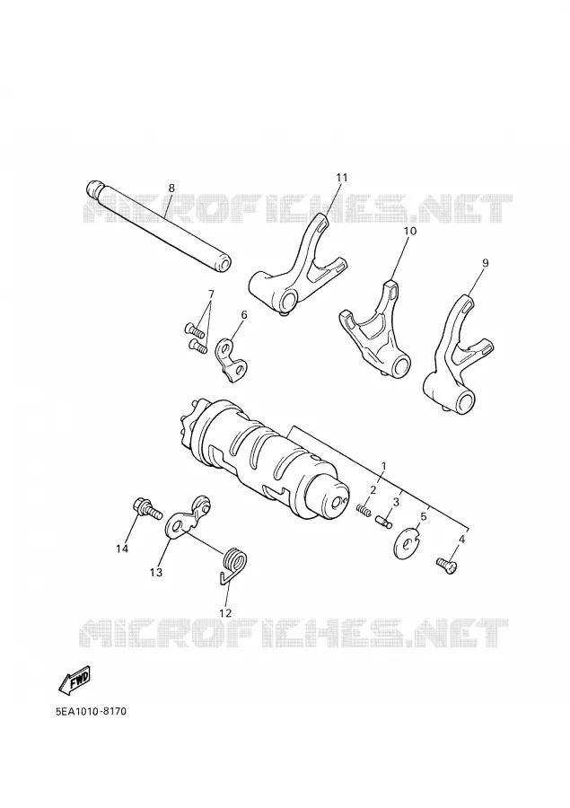BARILLET DE SELECTION / FOURCHETTES Yamaha MOTO 1300 2002 XJR  XJR1300P