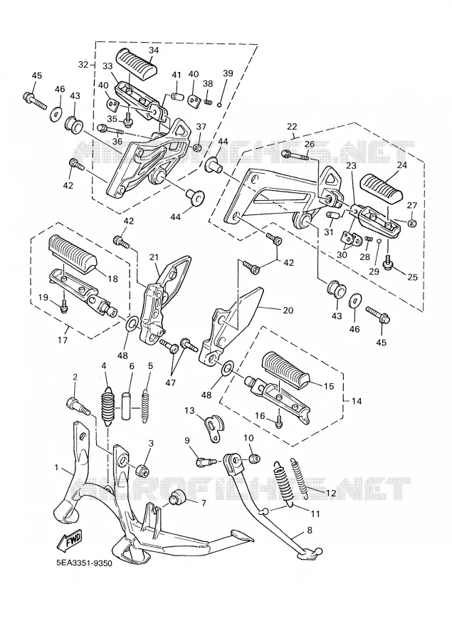 SUPPORT / REPOSE PIEDS Yamaha MOTO 1300 2000 XJR  XJR1300SP