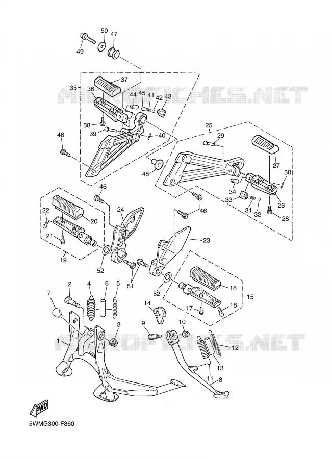 BEQUILLE / REPOSE PIEDS Yamaha MOTO 1300 2007 XJR  XJR1300W