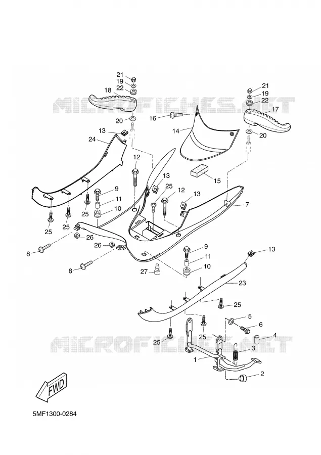 SUPPORT / REPOSE PIEDS Yamaha SCOOTER 150 2001 DOODO  XN150 DOODO