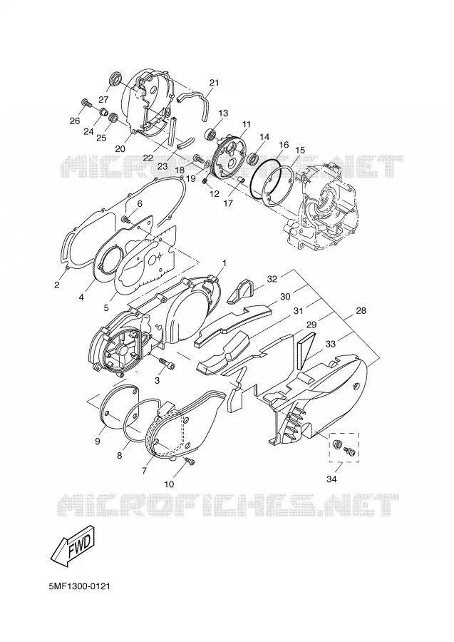 CARTER - MOTEUR 1 Yamaha SCOOTER 150 2002 TEOS  XN150 TEO'S