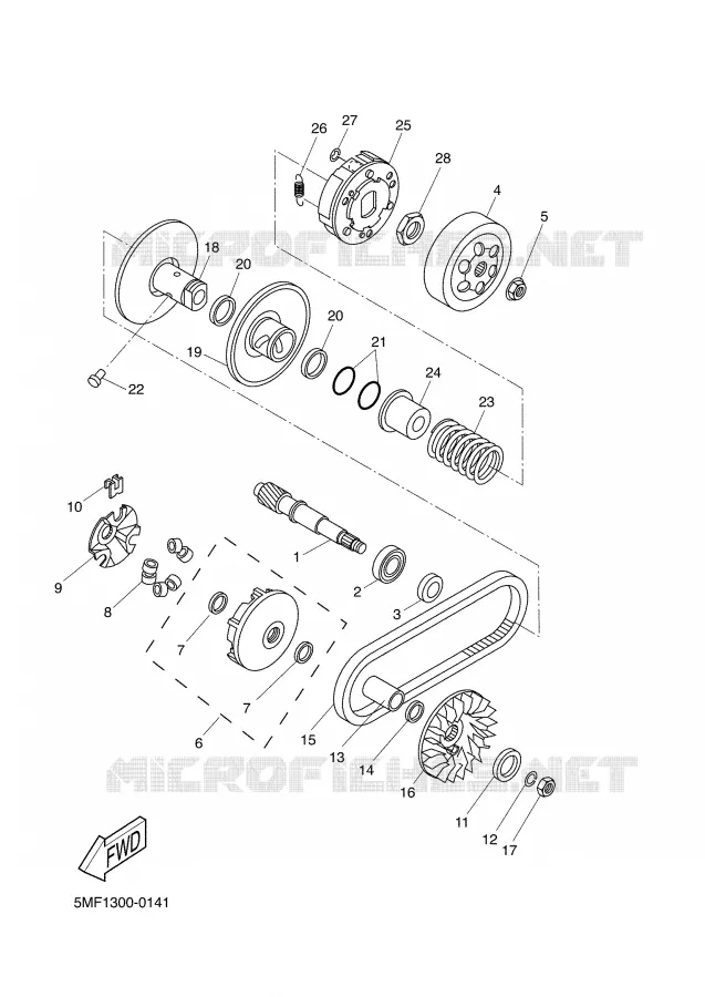 EMBRAYAGE DE DEMARREUR Yamaha SCOOTER 150 2002 TEOS  XN150 TEO'S