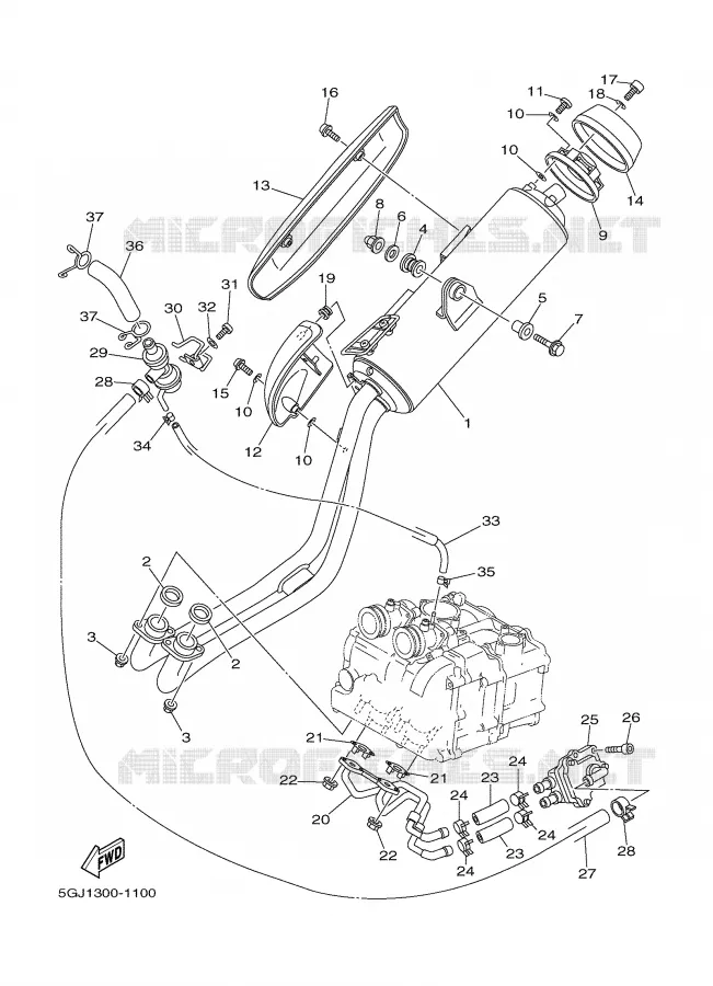 ECHAPPEMENT Yamaha SCOOTER 500 2002 TMAX  XP500