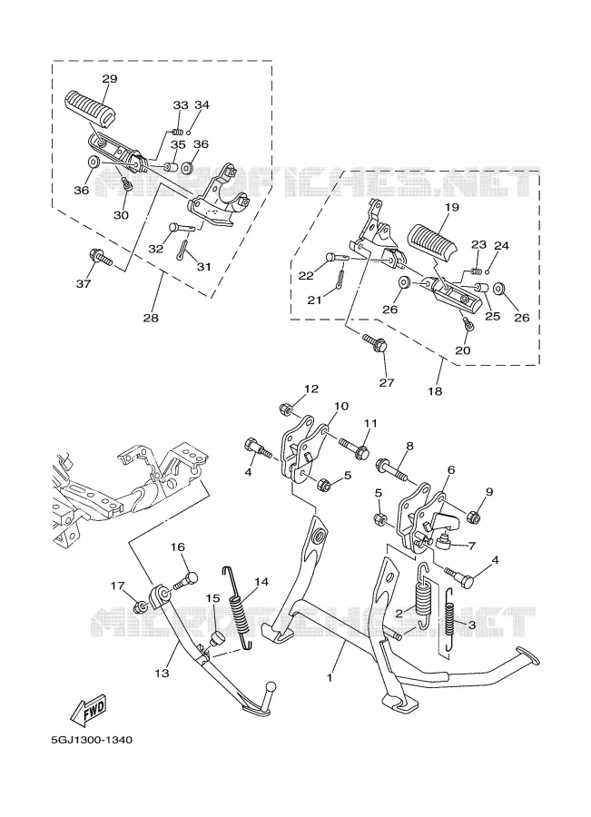 BEQUILLE / REPOSE PIEDS Yamaha SCOOTER 500 2002 TMAX  XP500