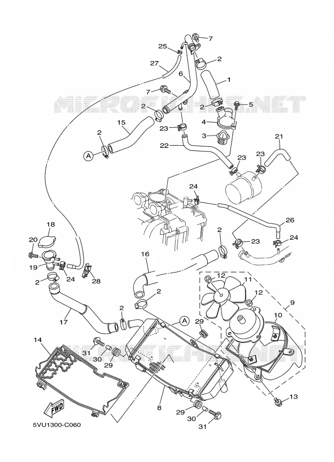 RADIATEUR / DURITES Yamaha SCOOTER 500 2004 TMAX  XP500