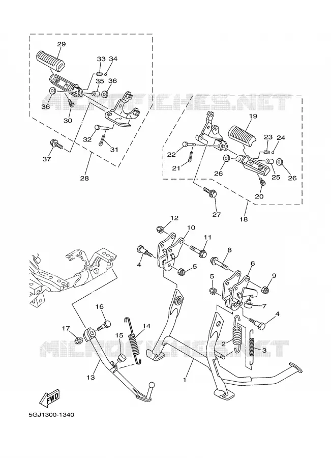 BEQUILLE / REPOSE PIEDS Yamaha SCOOTER 500 2005 TMAX  XP500