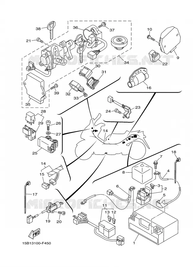 PARTIE ELECTRIQUE 1 Yamaha SCOOTER 500 2007 TMAX  XP500 TMAX