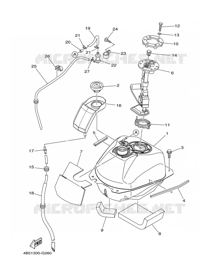 RESERVOIR A ESSENCE Yamaha SCOOTER 500 2008 TMAX  XP500