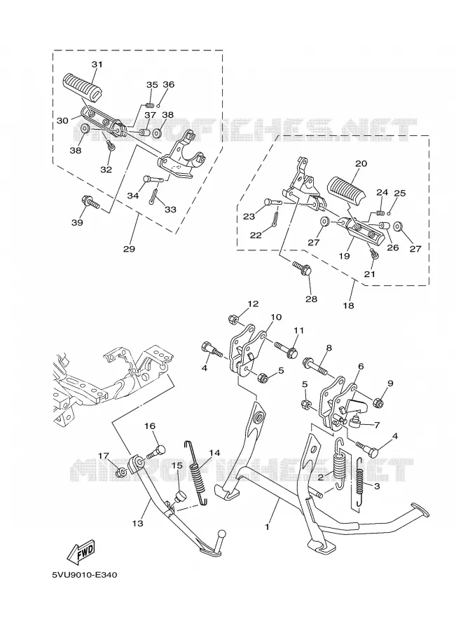BEQUILLE / REPOSE PIEDS Yamaha SCOOTER 500 2006 TMAX ABS  XP500A