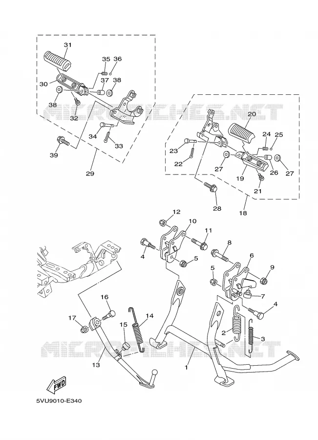 BEQUILLE / REPOSE PIEDS Yamaha SCOOTER 500 2007 TMAX ABS  XP500A TMAX