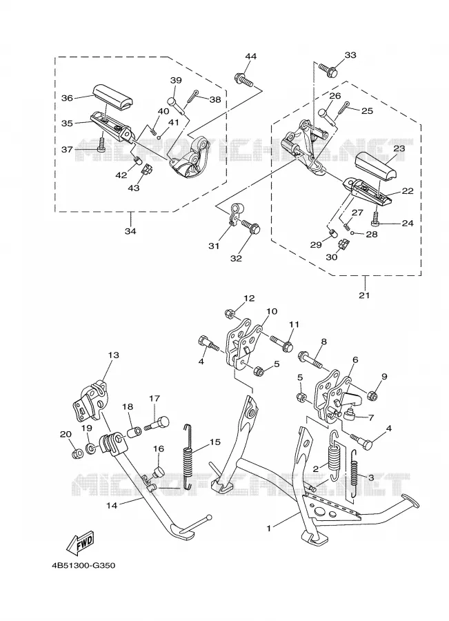 BEQUILLE / REPOSE PIEDS Yamaha SCOOTER 500 2008 TMAX ABS  XP500A