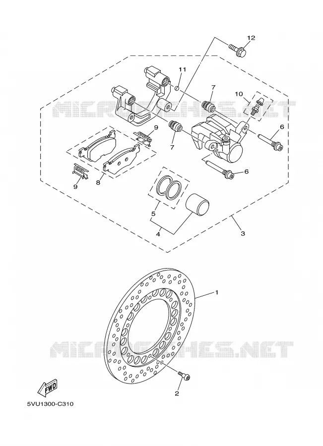 ETRIER DE FREIN ARRIERE Yamaha SCOOTER 500 2004 TMAX  XP500S