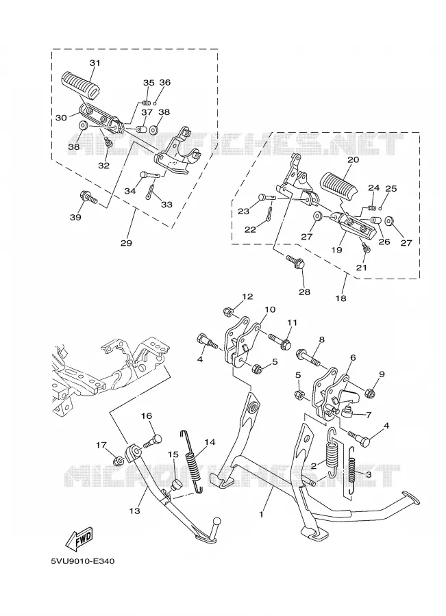 BEQUILLE / REPOSE PIEDS Yamaha SCOOTER 500 2006 TMAX  XP500V